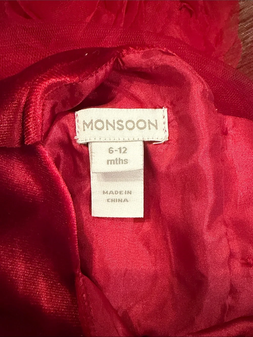 Red Rose Appliqué Party Dress for Girls